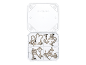 Set of magnetic hooks in a clear box, divided into four compartments.