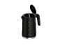 Black electric kettle with a honeycomb pattern and an open lid