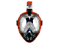 Orange full-face snorkeling mask with black and transparent details.