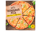 Stonebaked quattro formaggi pizza box with 2 frozen pizzas, crunchy base, and crispy crust.