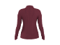 Burgundy women's long-sleeved high-neck top, back view.