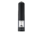 Black electric spice grinder with a transparent section.