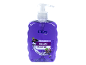 Purple liquid soap with a dispenser, featuring an elderberry label and the text “Holunder”.