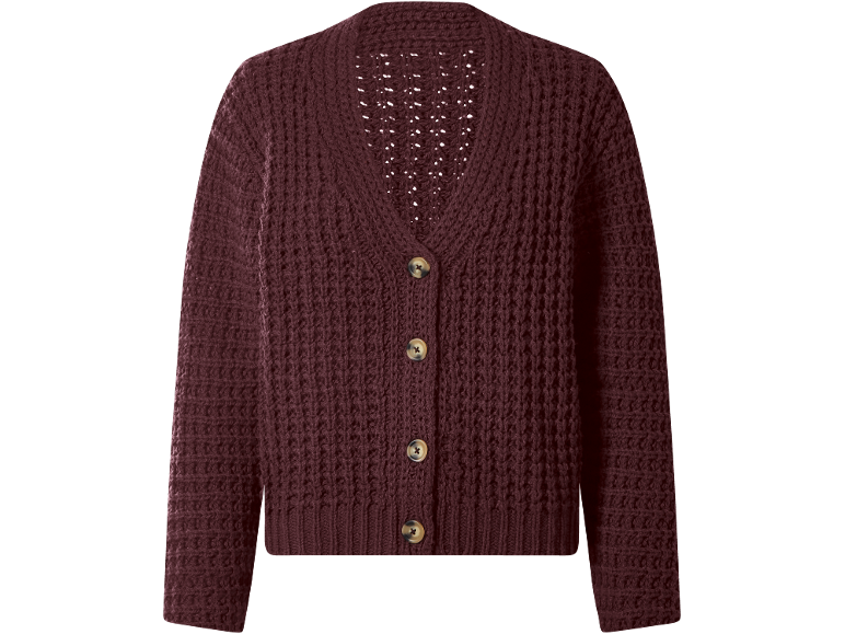 Women's burgundy knitted cardigan with buttons