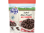 Salted mini pretzels in dark chocolate, 140 g package with an Alpine landscape background.