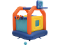 Colorful inflatable bouncy castle with basketball hoop and ring toss game