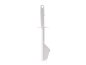 White kitchen spatula with a handle and a hanging hole.