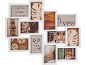 Multi photo frame with various images and inspirational quotes.