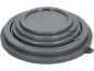 Set of grey collapsible silicone food storage containers, nested inside each other.
