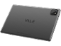 Back of a dark grey tablet with a camera and logo