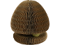 Corrugated cardboard mushroom-shaped cat scratcher with a green ball.