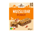 Pack of 8 peanut muesli bars, with Nutri-Score A and 200g.