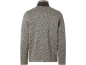 Men's grey melange sweater with stand-up collar, back view.