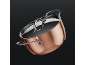 Copper-colored pot with a lid and stainless steel handles.