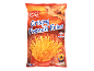 Bag of crispy french fries with 'New & Improved' text and nutritional information.