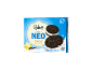 Box of vanilla sandwich ice creams with cocoa biscuits, 4 pieces.
