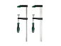 Two bar clamps with green handles and black accents, DIN5117, 350x80-22x6.