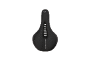 Black bicycle saddle with «MEMORYFOAM» inscription and perforations