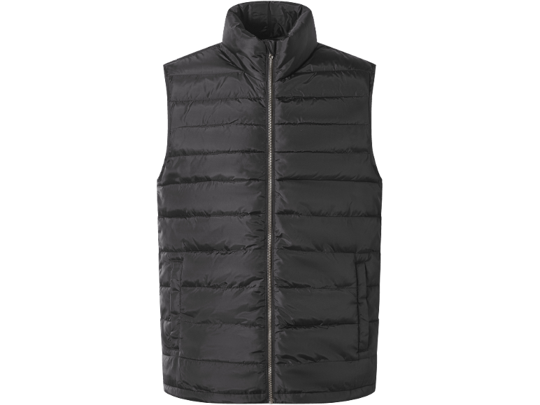Black padded vest with front zipper
