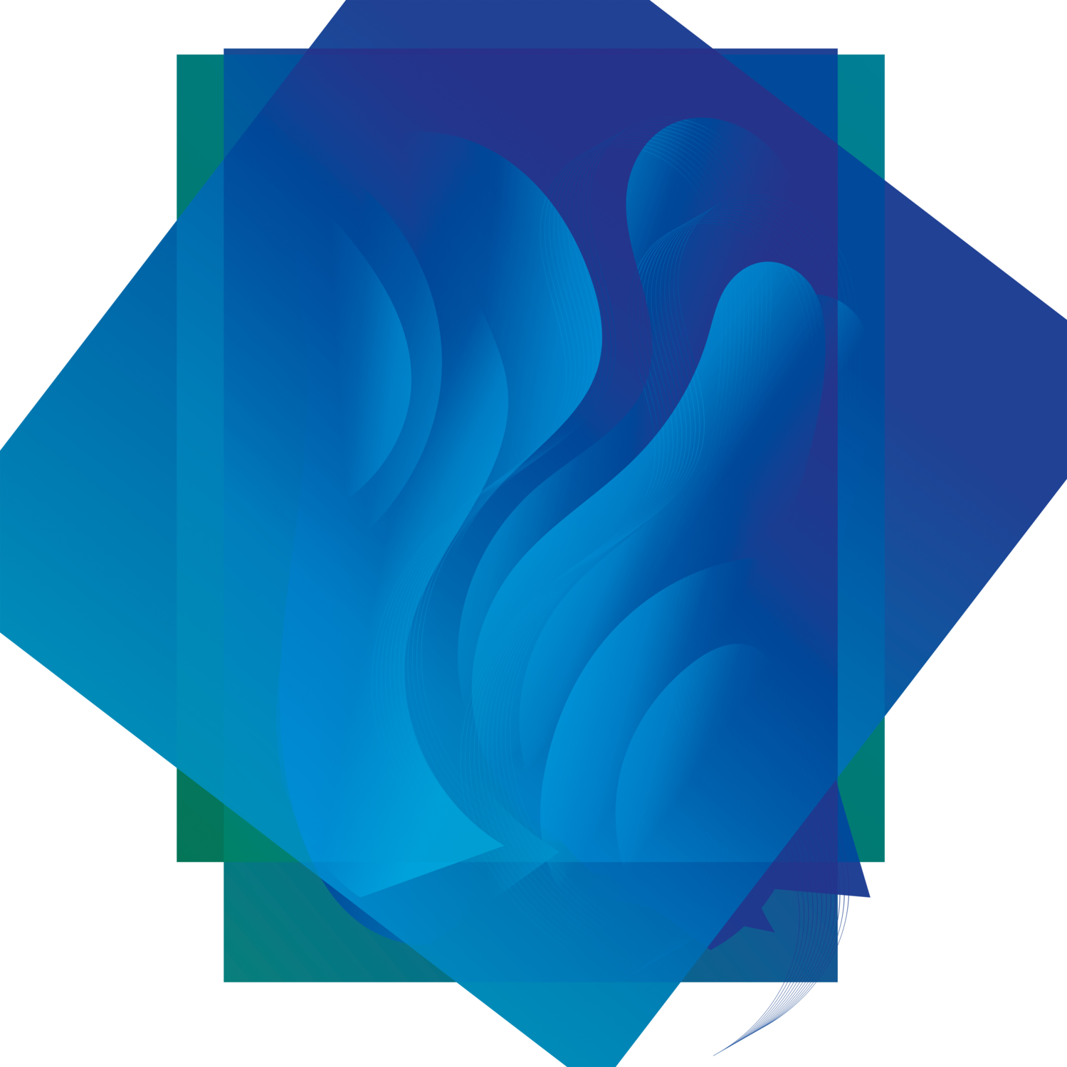 Blue seal with wavy shapes and color gradients