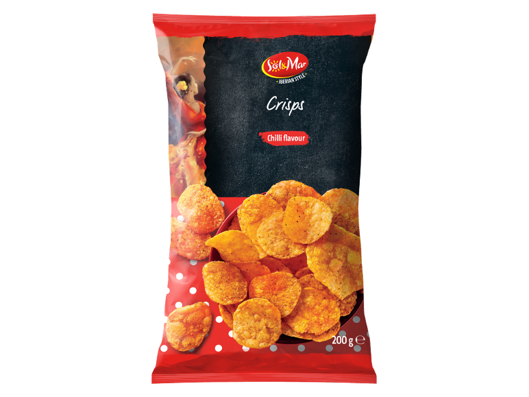 Packet of chilli flavour crisps, with a flamenco dancer.