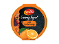 Creamy yogurt with Seville orange, featuring a flamenco dancer and oranges.