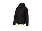 Black sports jacket with a zipper and neon yellow details.