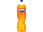 Fanta orange soft drink with 3% orange juice, low calories, in a 2L bottle.