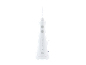 White oral irrigator with nozzle, control buttons, and mode indicators.