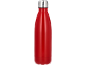 Red insulated water bottle with a silver cap.