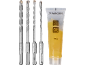 Four concrete drill bits and a tube of tool lubricant, 50 g.