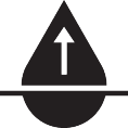 Water drop symbol with an upward arrow, indicating absorption or lift.