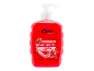 Red handwash with a pomegranate image and moisturizing properties.