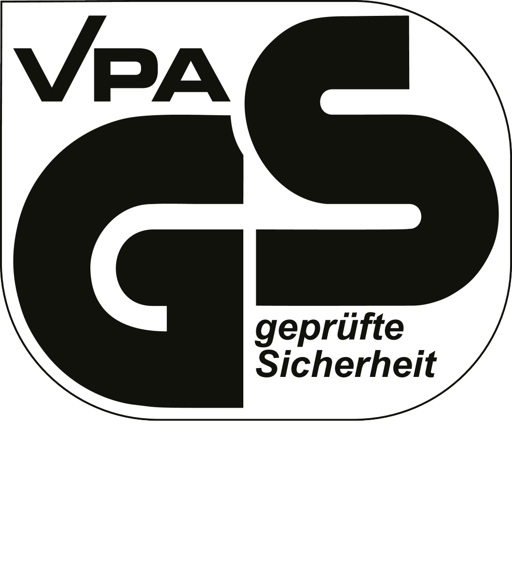 VPA GS certification seal with the text 'geprüfte Sicherheit'.