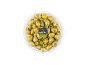 Pitted green Halkidiki olives marinated with herbs in a 300g container.