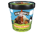 Ice cream tub with chocolate and caramel ice cream, a caramel core, and chunks.