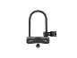 Bicycle U-lock with mounting bracket and key.