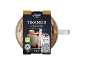 Tiramisu dessert with a „soft & creamy” label, gluten-free, with nutritional information.
