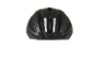 Black bicycle helmet with reflective stripes on the back