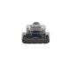 Transparent vacuum cleaner brush head with blue bristles.