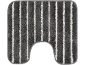 U-shaped bath mat with grey and white stripes.
