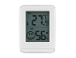 White digital thermometer and hygrometer with LCD screen, showing 27.9°C and 56% humidity.