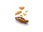 Bat-shaped snacks emerging from a coffin surrounded by mist.