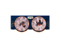 Two caramel macchiato ice cream cups on dark blue packaging