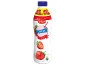 Strawberry milk drink with 'DRINK' and 'Strawberry Flavour' text on a white bottle.