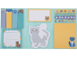 Set of sticky notes and page markers featuring cat, dog, and capybara motifs.