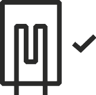 Certification or quality icon with a U-shaped symbol and a checkmark.
