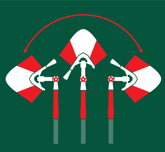 Illustration of three snow shovels, the central shovel is straight and the other two are tilted.