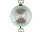 Mint green pot bottom with induction base and handles.