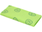 Green fleece blanket with paw print pattern.